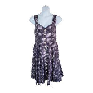 Emily and Fin Midi Dress Size XL Sweetheart Sleeveless Blue Cream Stars